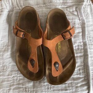 Birkenstock Gizeh Burnt Orange Nubuck Leather Sandals Size 37